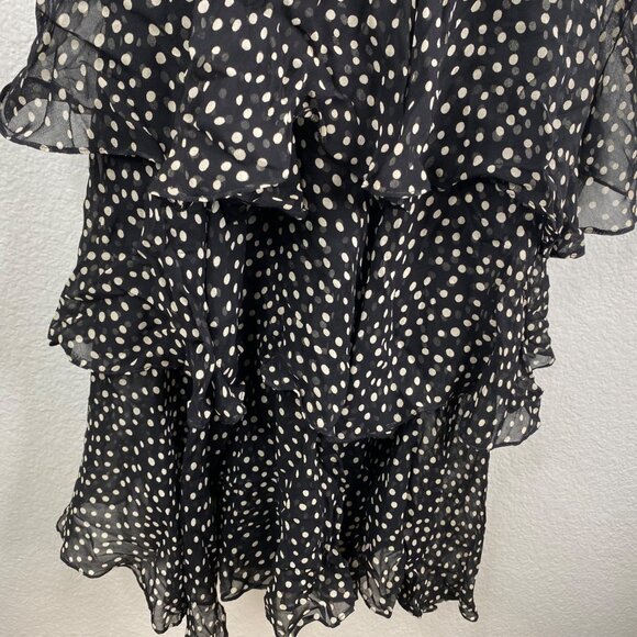 Jackie Bernard Eklektic Dress Low Back Ruffle Layers Polka Dot Black Sz 8 - Picture 7 of 15